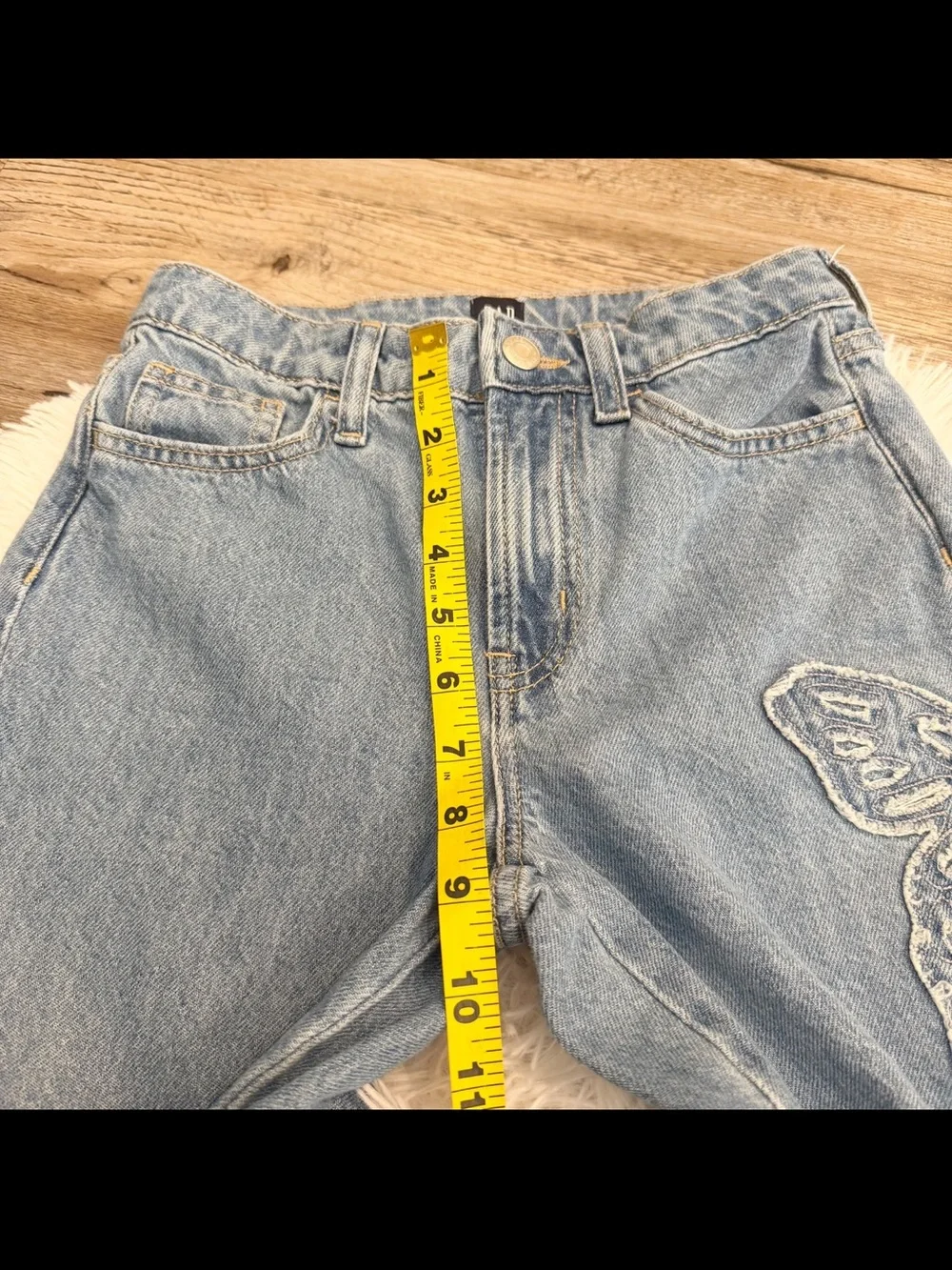 GAP Kids Wide Leg Butterfly Jeans 10 Girls Cotton Natural Fibers 90s